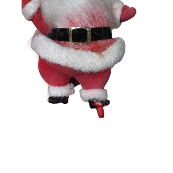 Retro Flocked Dancing Santa Figure Vintage Santa Christmas Decor - Picture 3 of 6